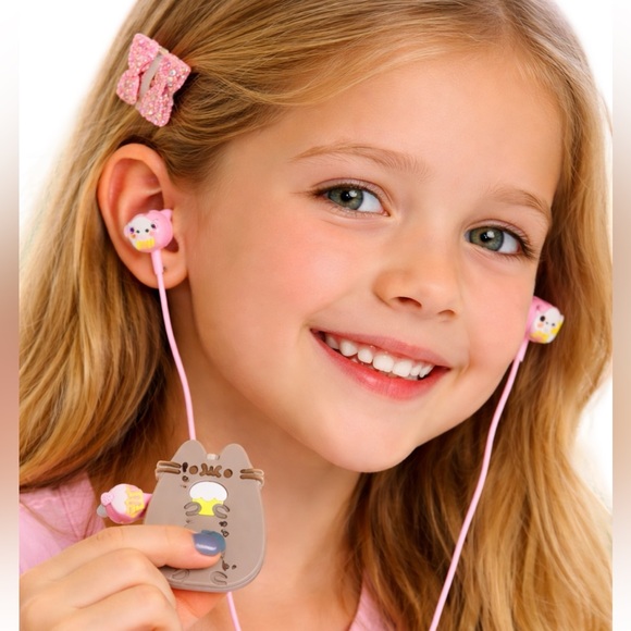 Pusheen the Cat Wired Earbuds Kawaii Pink Gray Headphones NIB New In Box - Picture 4 of 7